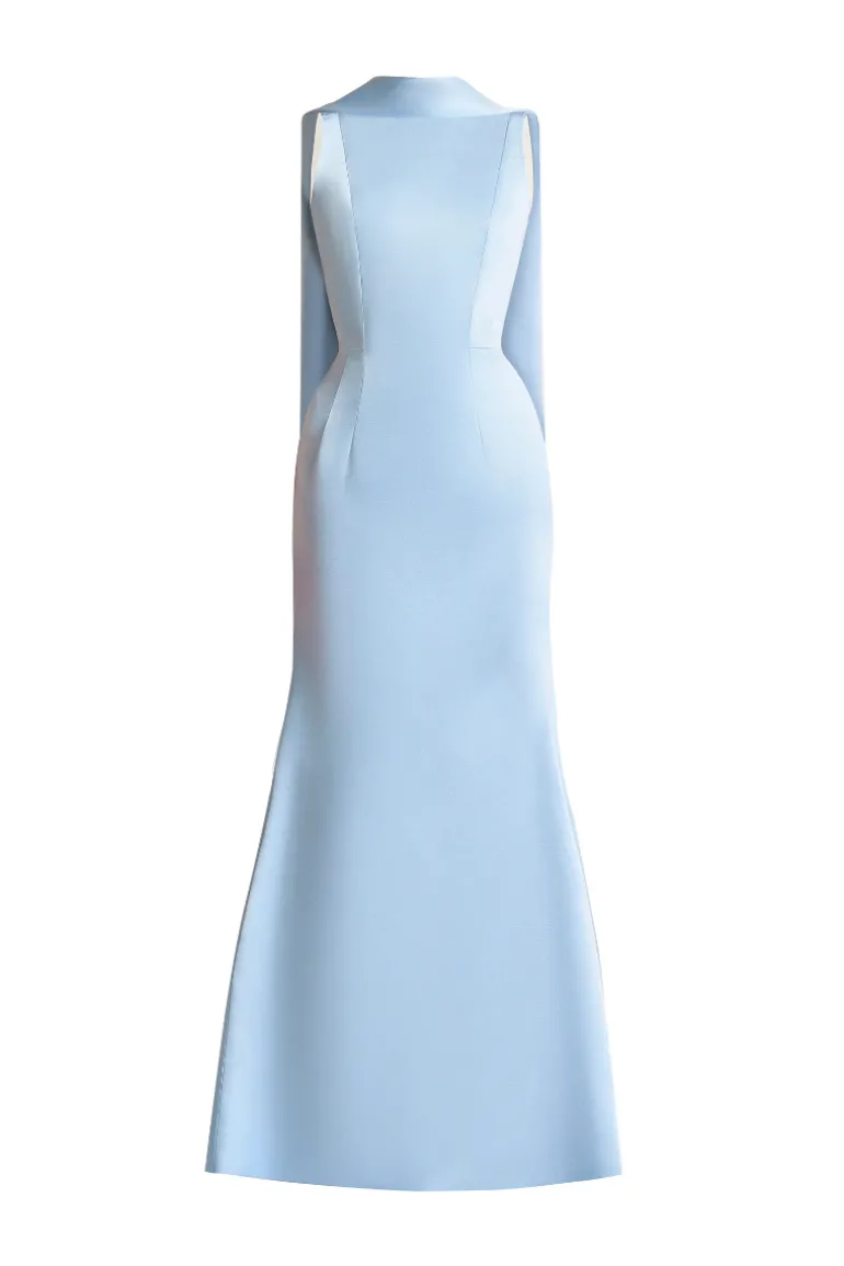 Dresses<CULT MIA POPPY TRUMPET SLEEVELESS SATIN FLOOR LENGTH DRESS Blue
