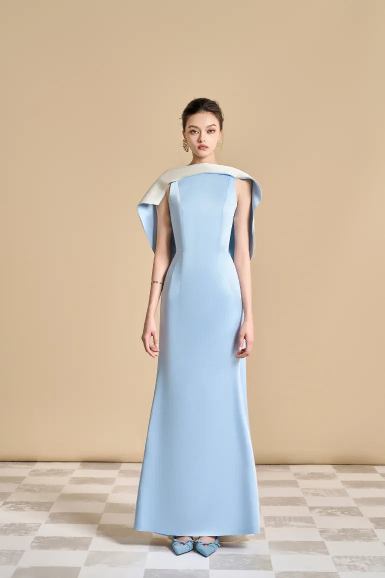 Dresses<CULT MIA POPPY TRUMPET SLEEVELESS SATIN FLOOR LENGTH DRESS Blue