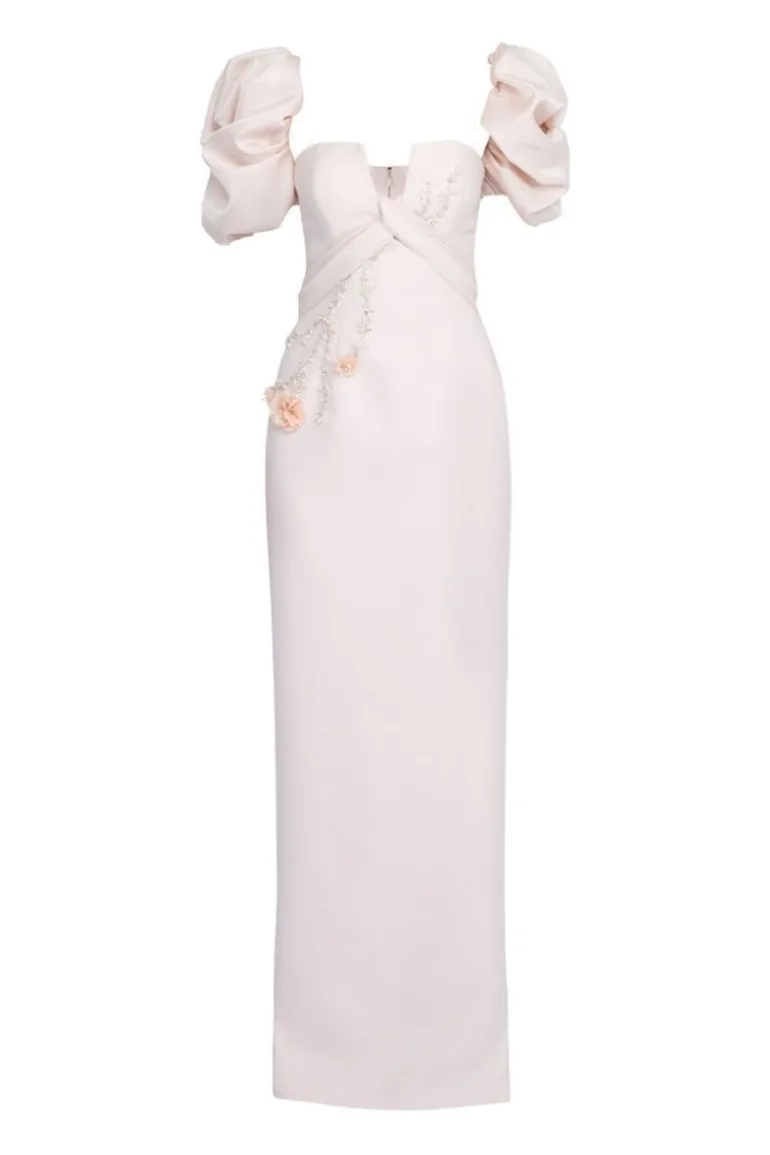 Dresses<CULT MIA BALLOON SLEEVE LONG DRESS Powder