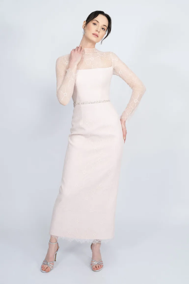 Dresses<CULT MIA FULLY LACE COVERED MAXI DRESS Powder