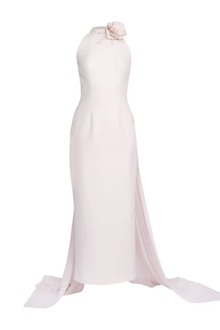 Dresses<CULT MIA HALTERNECK WITH LONG CAPE MAXI DRESS Powder