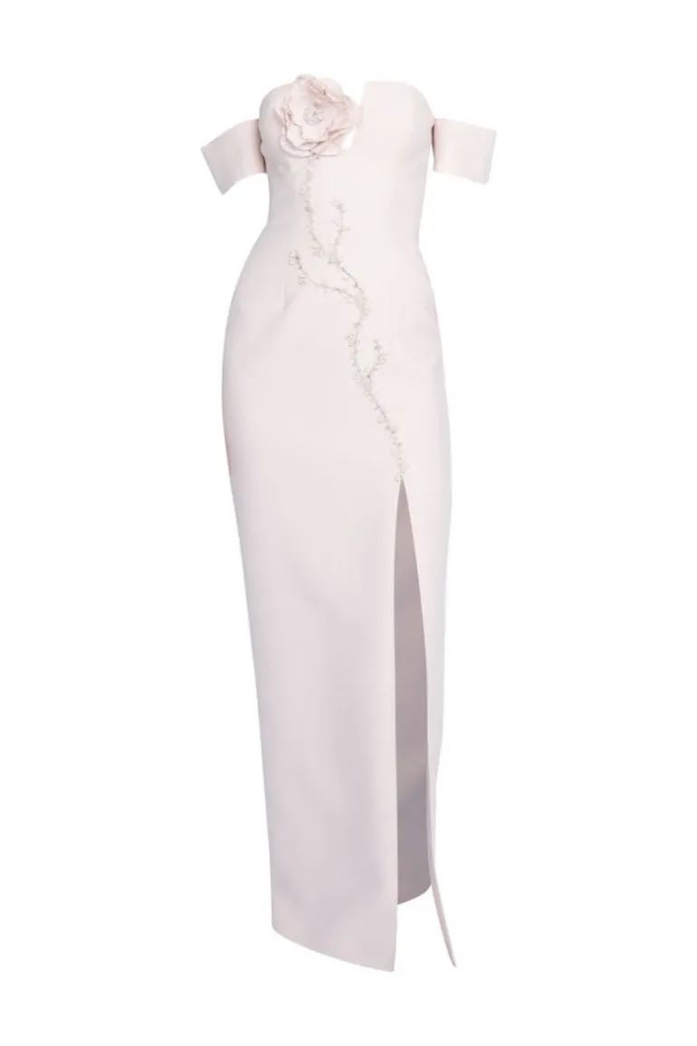 Dresses<CULT MIA OFF-SHOULDER LONG DRESS Powder