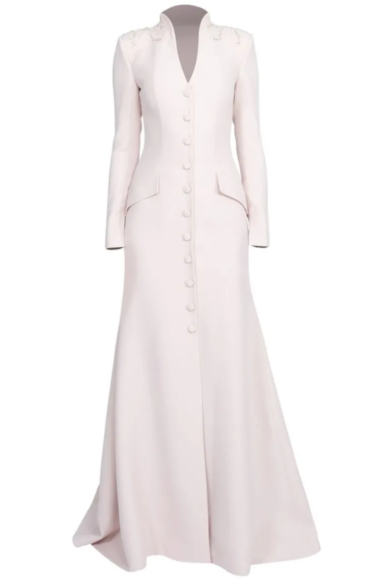 Dresses<CULT MIA PADDED SHOULDER LONG JACKET DRESS Powder