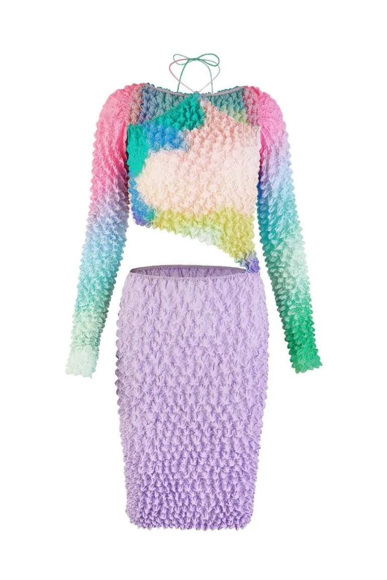 Dresses | Midi Dresses<CULT MIA PRINTED POPCORN PLEATS ASYMMETRIC MIDI DRESS Multicolor