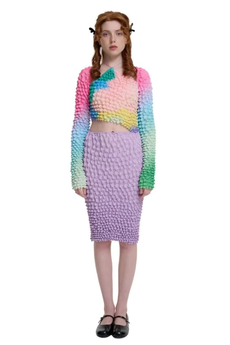 Dresses | Midi Dresses<CULT MIA PRINTED POPCORN PLEATS ASYMMETRIC MIDI DRESS Multicolor