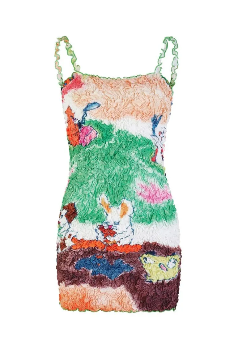Dresses | Mini Dresses<CULT MIA PRINTED SMOCKED SQUARE NECK MINI DRESS Multicolor