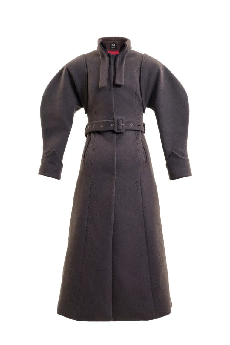 Coats<CULT MIA PUFF-SLEEVED COAT Espresso brown