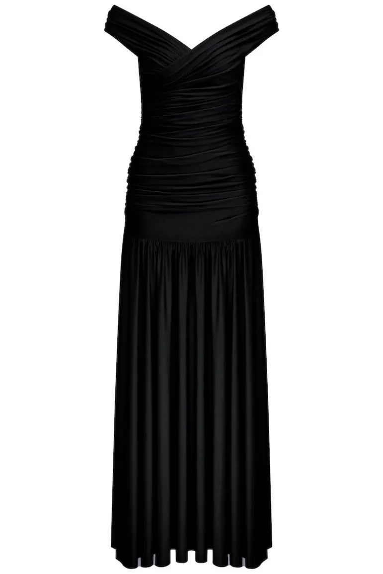 Dresses<CULT MIA PURLEY JERSEY LONG DRESS IN Black