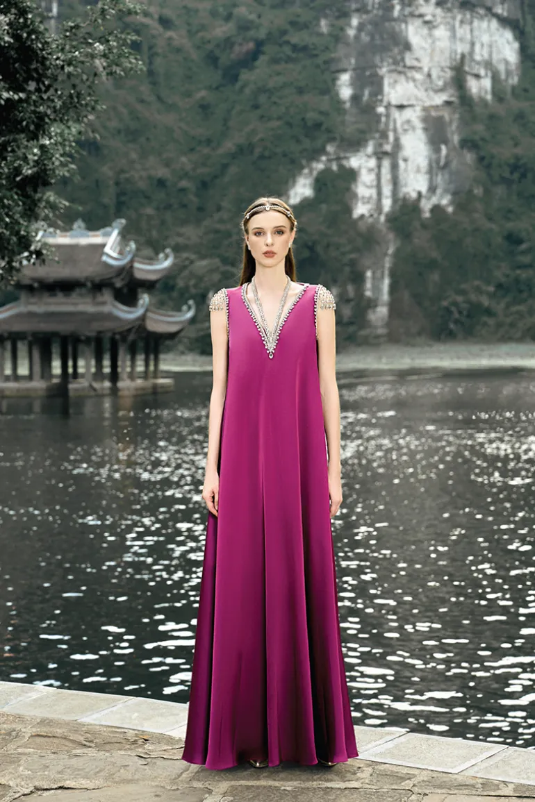 Dresses | Gowns<CULT MIA SLEEVELESS V-NECK STRAIGHT GOWN Purple Pink