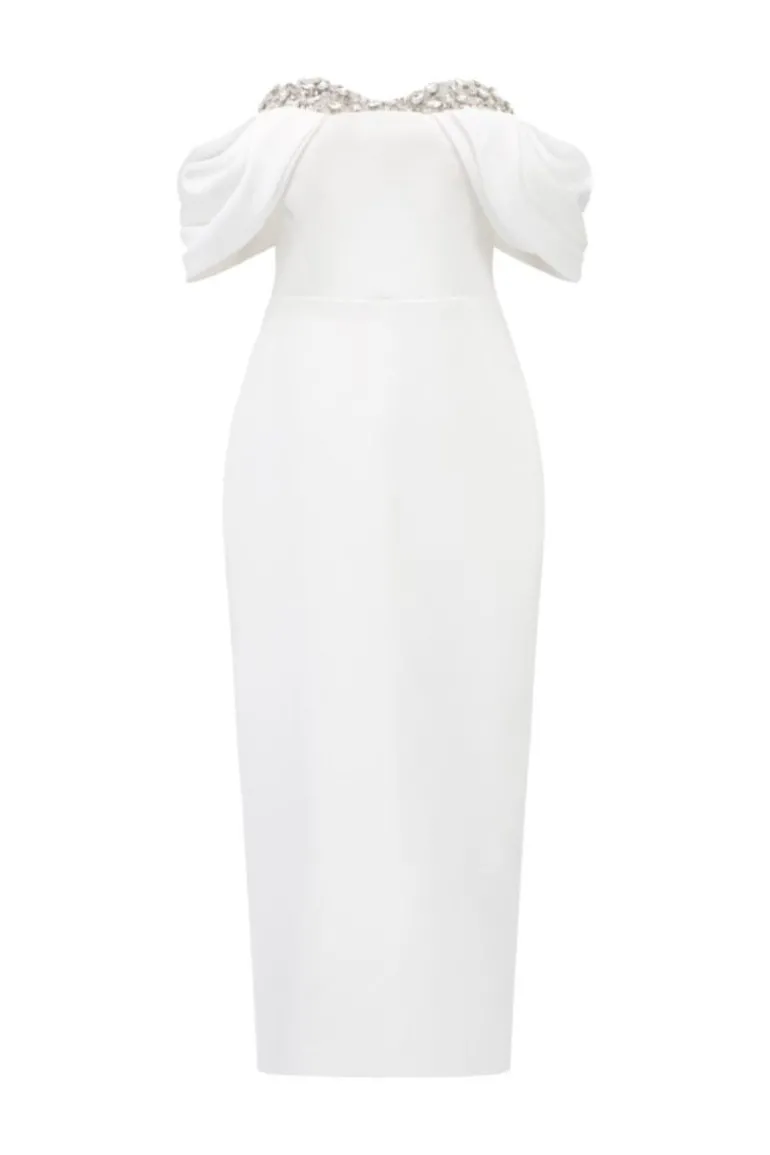 Dresses | Midi Dresses<CULT MIA RACHEL TEXTURE BODYCON MIDI DRESS White