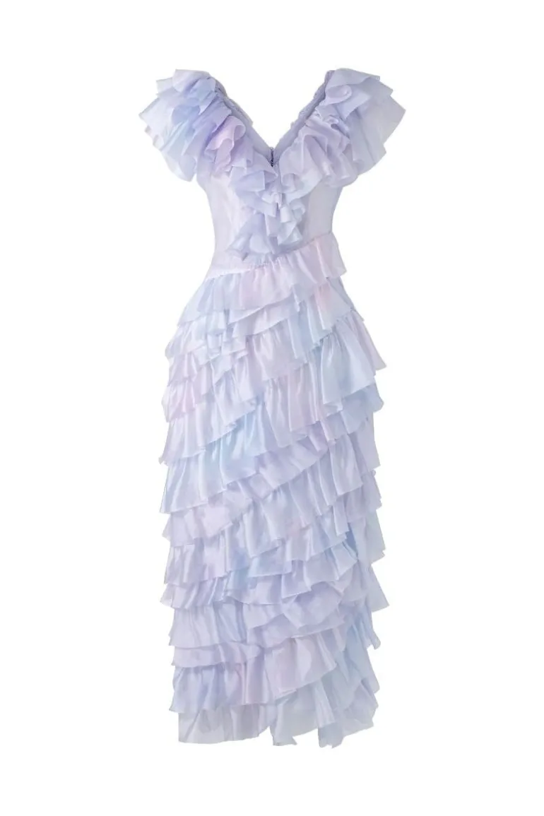 Dresses<CULT MIA EILEEN SHINY SILK LAYERED MAXI DRESS Rainbow