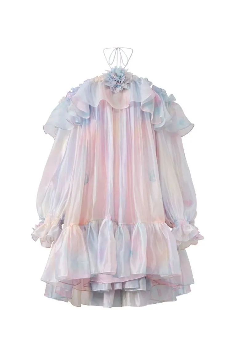 Dresses | Mini Dresses<CULT MIA SOPHIE SHINY SILK OFF SHOULDER MINI DRESS Rainbow