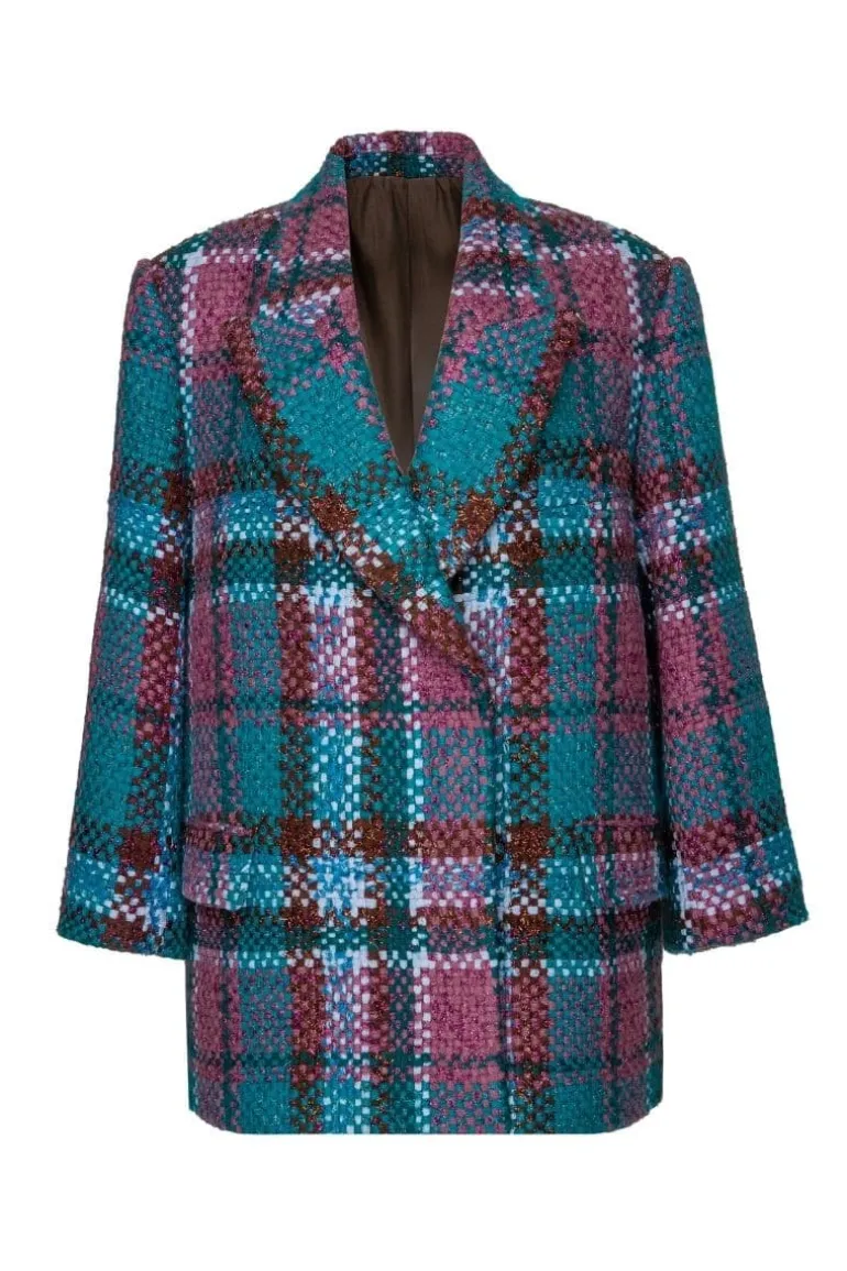 Jackets<CULT MIA RED AND BLUE TWEED JACKET Multicolor