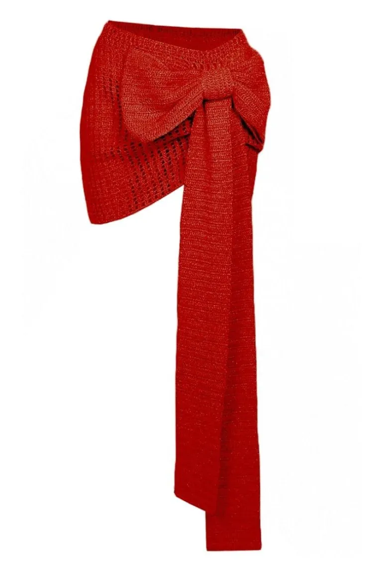 Skirts<CULT MIA CROCHET BOW SKIRT Red