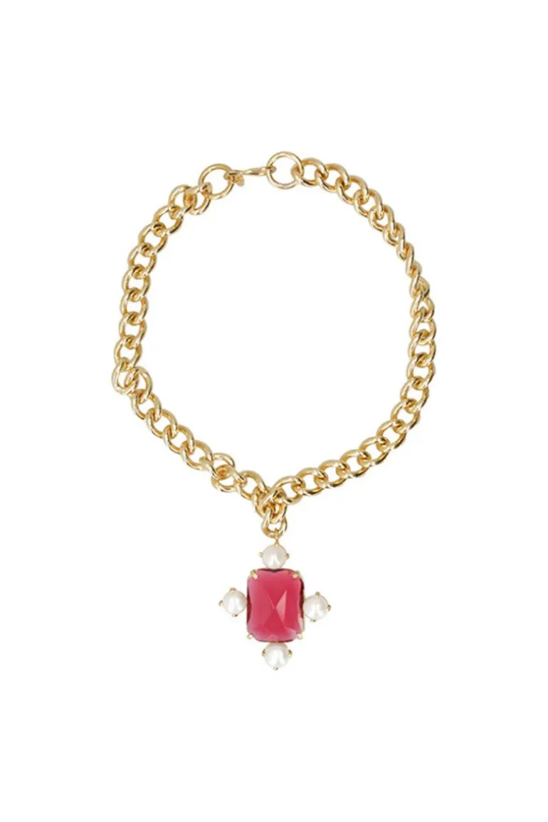Necklaces<CULT MIA RED CROSS PENDANT NECKLACE Red and Gold