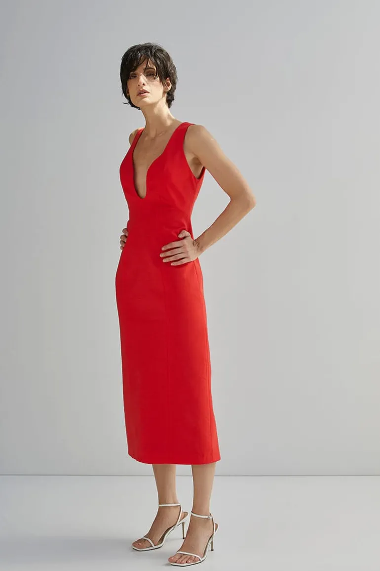 Dresses | Midi Dresses<CULT MIA FITTED MIDI DRESS Red