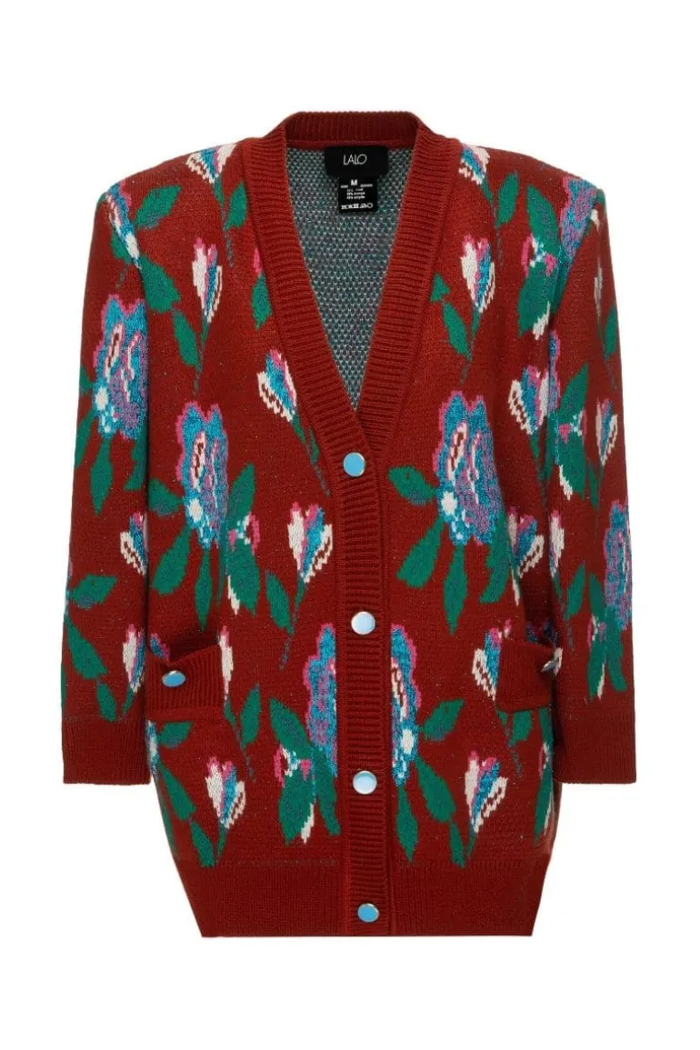 Jackets<CULT MIA RED FLORAL DETAIL WOOL AND MOHAIR-BLEND CARDIGAN