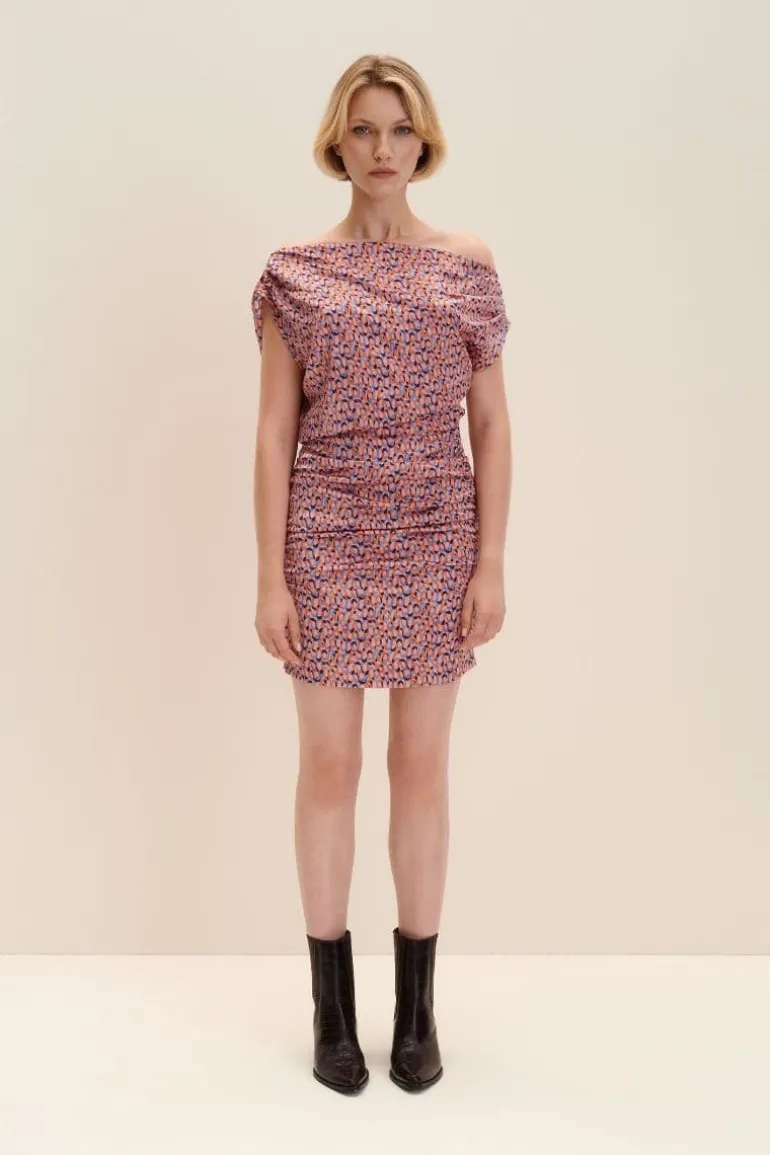 Dresses | Midi Dresses<CULT MIA RED OFF-SHOULDER PRINTED DRAPED DRESS Multicolor