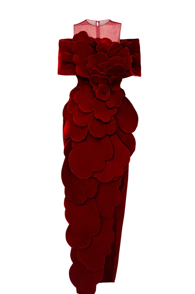 Dresses<CULT MIA ROSE VELVET MAXI DRESS IN Red