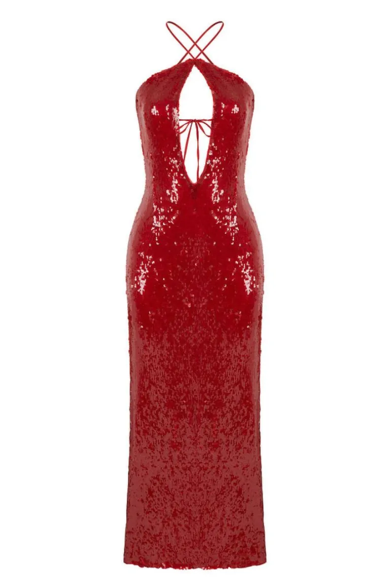 Dresses | Midi Dresses<CULT MIA SEQUIN CUT-OUT MIDI DRESS Red