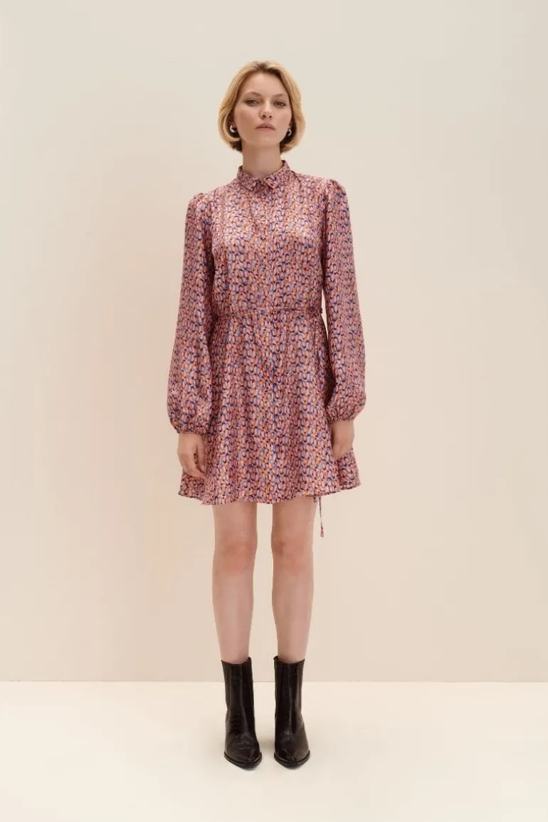 Dresses | Mini Dresses<CULT MIA RED SILK PRINTED MINI SHIRT DRESS Red/Pink