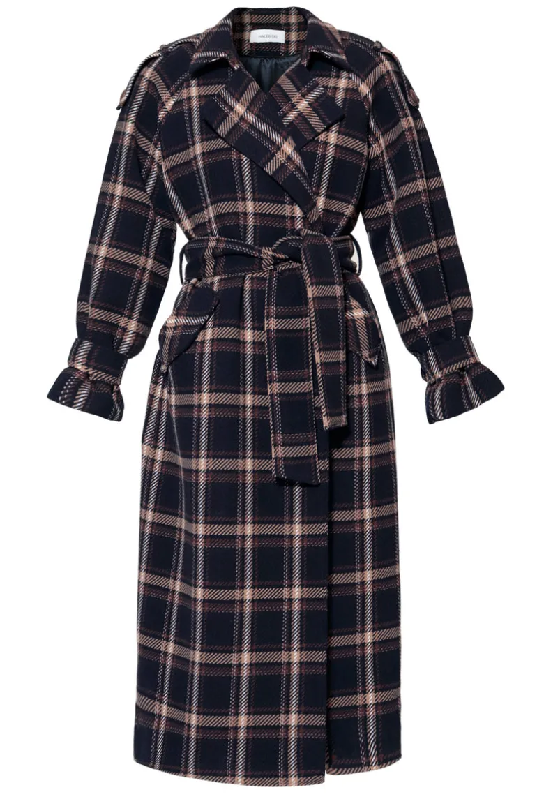 Coats<CULT MIA RICARDA COAT IN Check Navy Brown