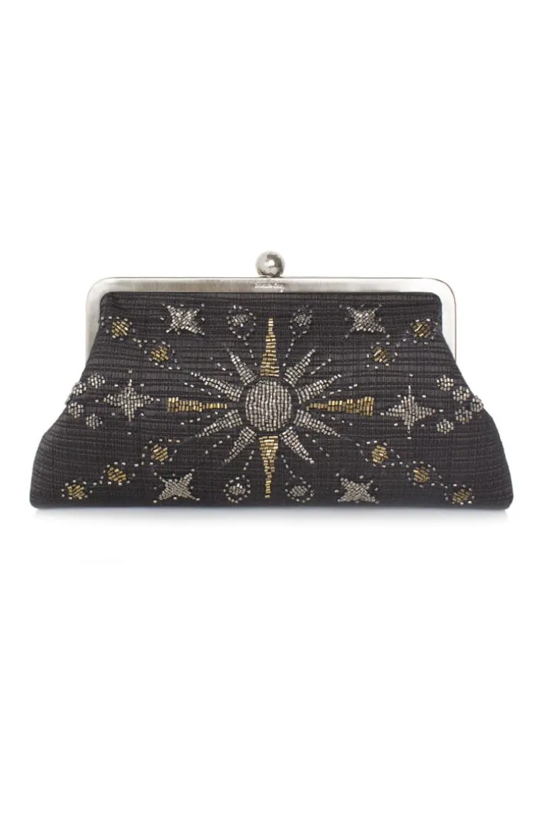 Clutch Bags<CULT MIA RISE BLACK EMBELLISHED CLASSIC CLUTCH Black/Silver/Gold