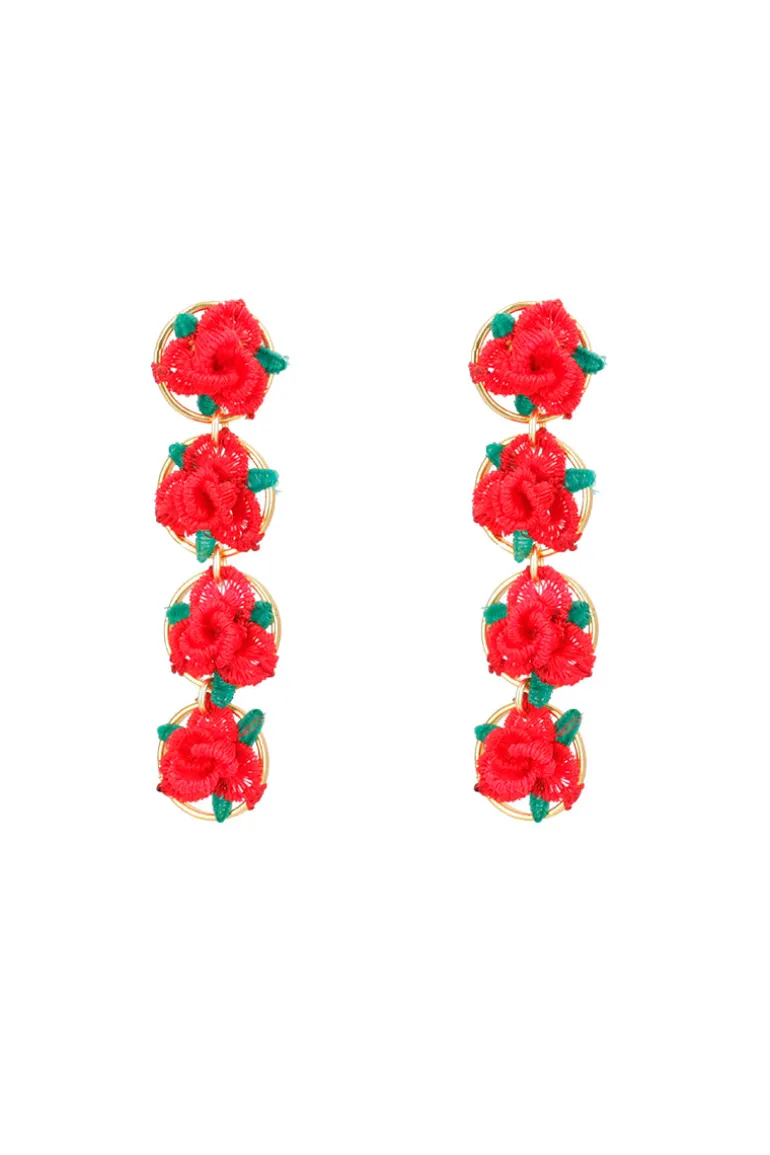 Earrings<CULT MIA ROSES CASCADE EARRINGS Red and Green