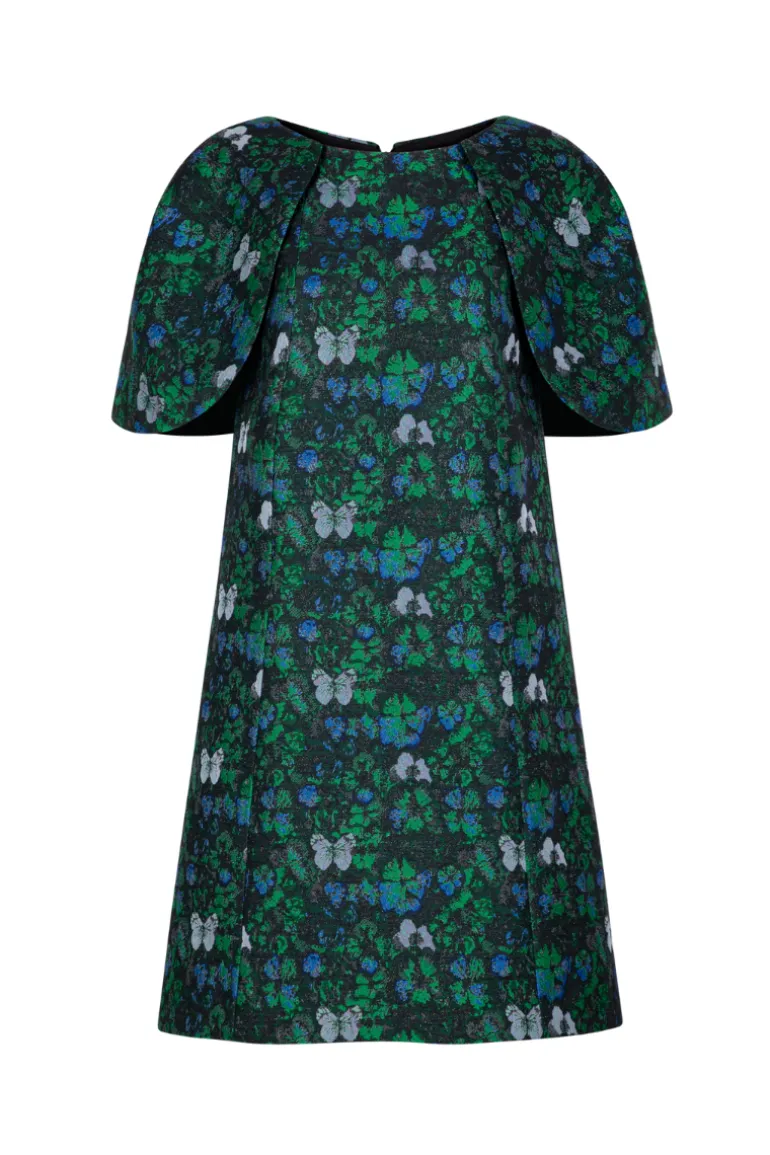 Dresses | Mini Dresses<CULT MIA ROUND NECK AND CAPE SLEEVE SHIFT DRESS Dark Green