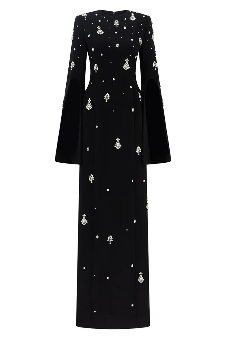 Dresses | Gowns<CULT MIA ROUND NECK CRYSTAL EMBELLISHED DRESS Black