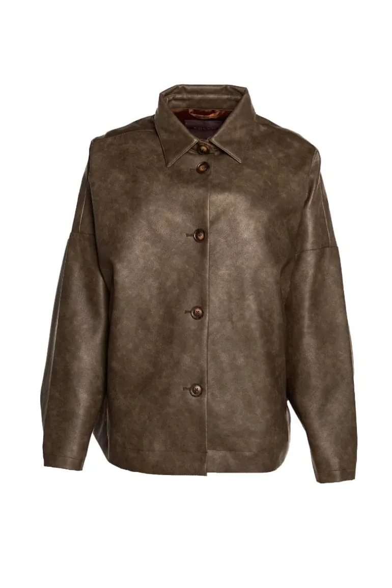 Jackets<CULT MIA RYDER FAUX LEATHER JACKET Vintage Brown