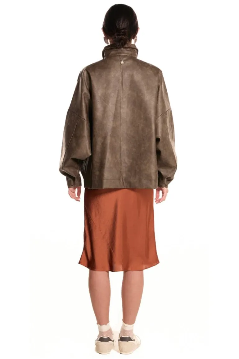Jackets<CULT MIA RYDER FAUX LEATHER JACKET Vintage Brown