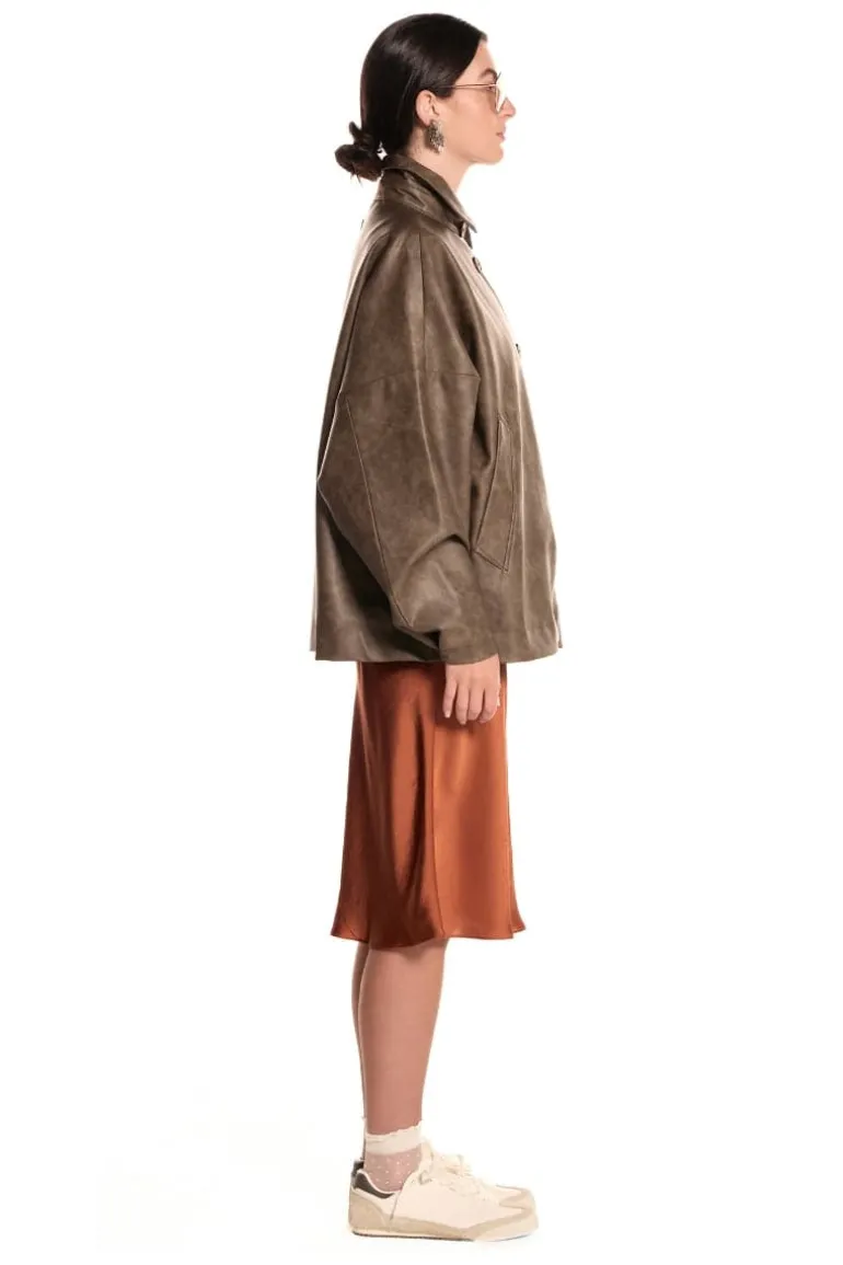 Jackets<CULT MIA RYDER FAUX LEATHER JACKET Vintage Brown