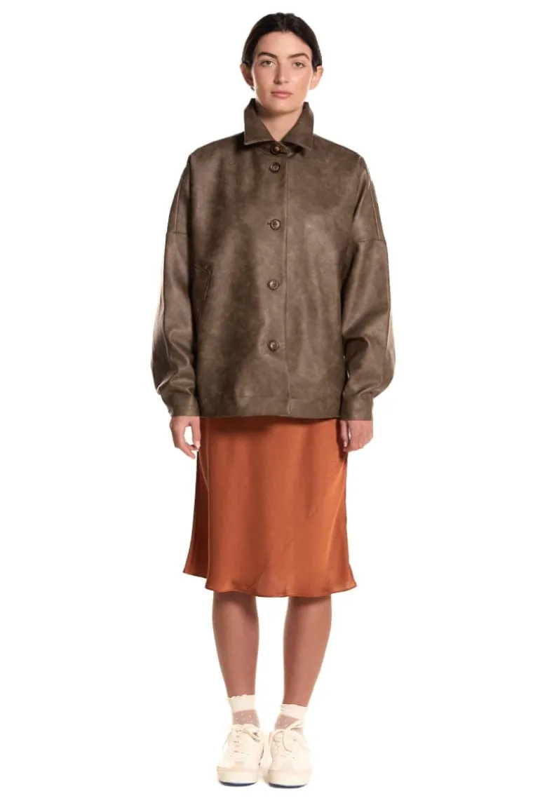 Jackets<CULT MIA RYDER FAUX LEATHER JACKET Vintage Brown