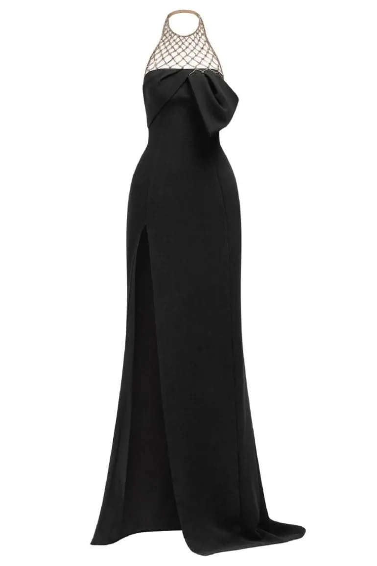 Dresses | Gowns<CULT MIA SABRINA HALTER CREPE MAXI DRESS Black
