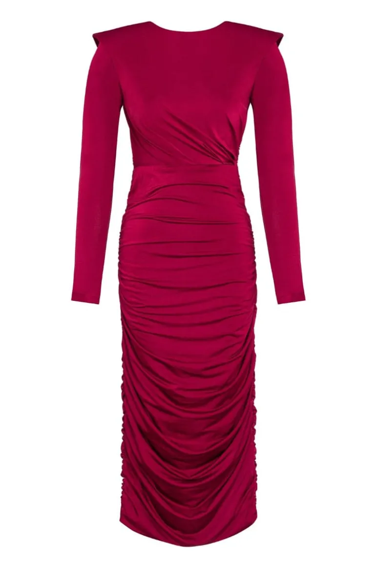 Dresses | Midi Dresses<CULT MIA SAHAR RUCHED STRETCH-JERSEY MIDI DRESS Red