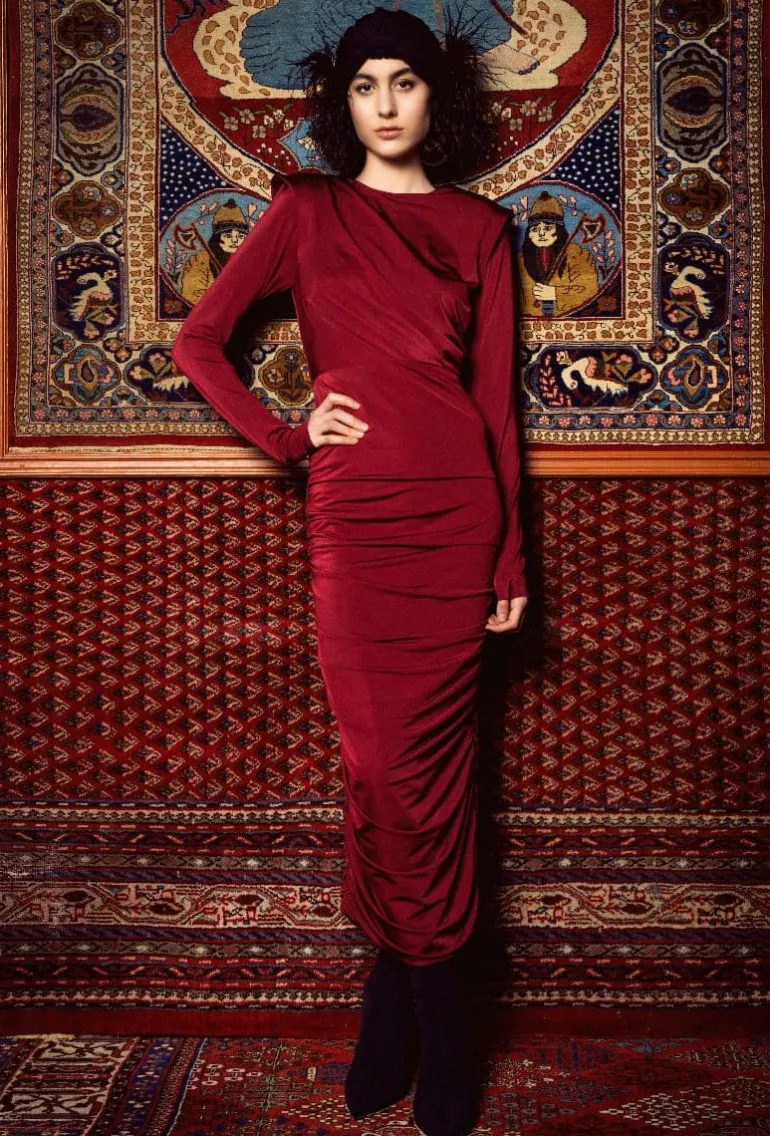 Dresses | Midi Dresses<CULT MIA SAHAR RUCHED STRETCH-JERSEY MIDI DRESS Red