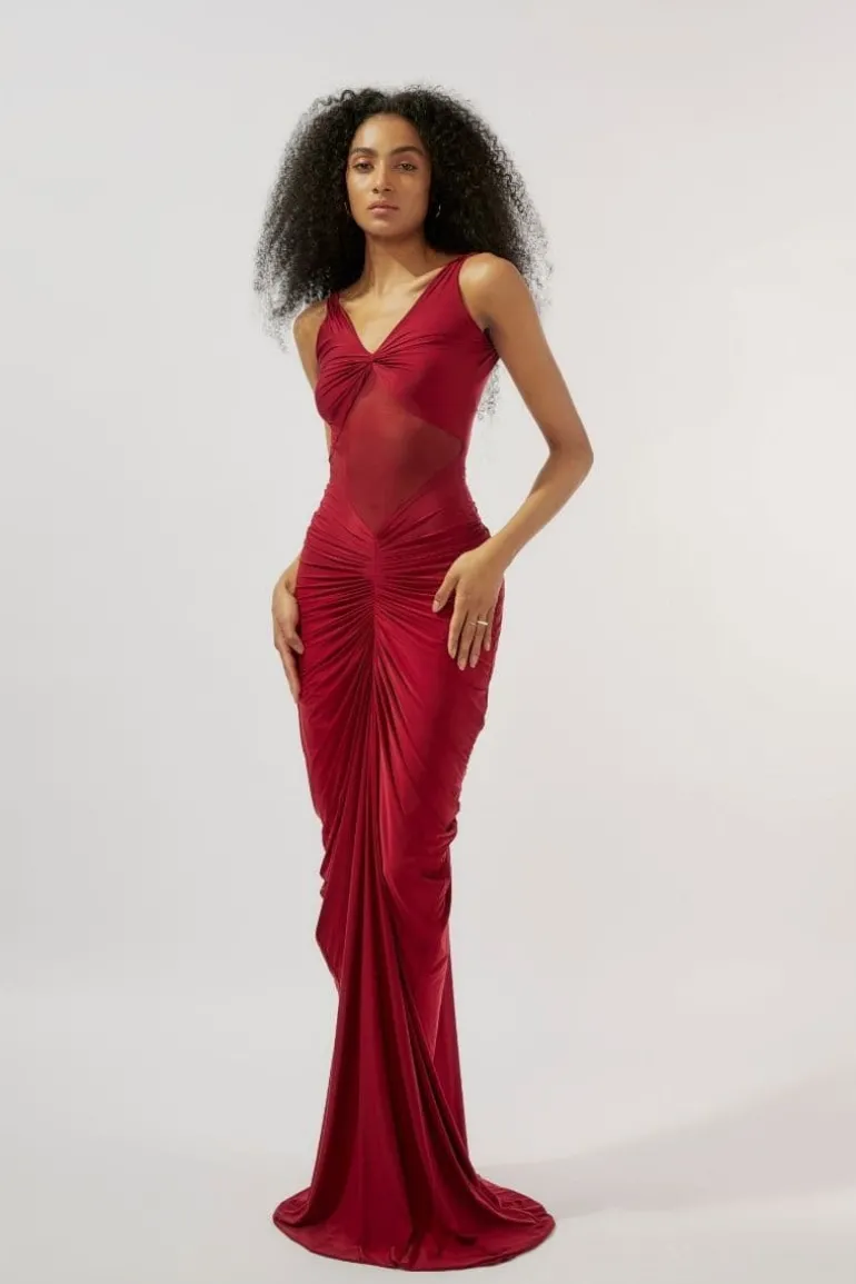 Dresses | Gowns<CULT MIA SAVANNAH RUCHED GOWN Maroon