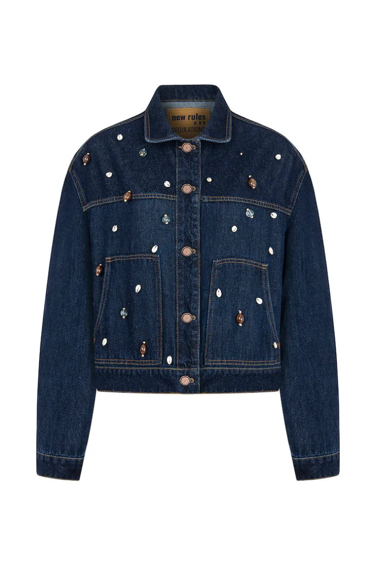 Jackets<CULT MIA SEASHELL DESIGNED JEAN JACKET Navy Blue