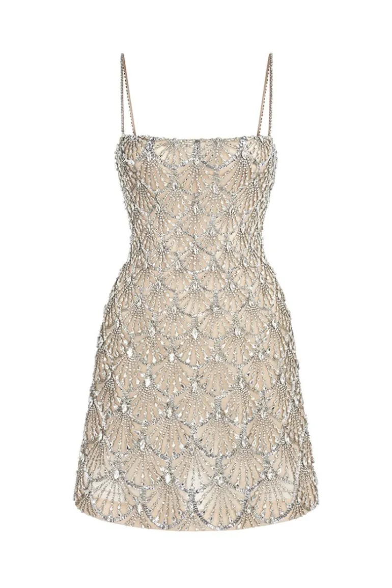 Dresses | Mini Dresses<CULT MIA SEASHELL SILVER BEADED MINI DRESS Sliver