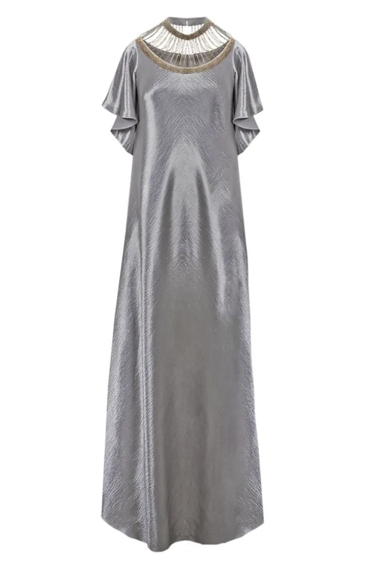 Dresses<CULT MIA SEQUIN EMBROIDERED BIAS MAXI DRESS Silver