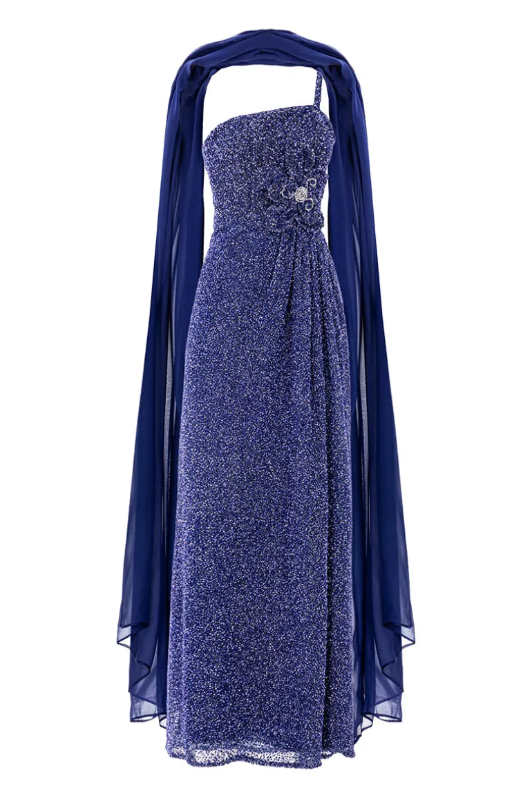 Dresses | Gowns<CULT MIA SEQUIN SILK EMBROIDERED GOWN Navy Blue