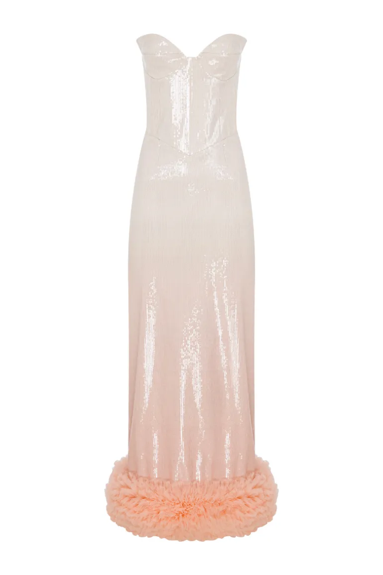Dresses | Midi Dresses<CULT MIA SEQUINED MIDI DRESS IN White to Cream Gradient