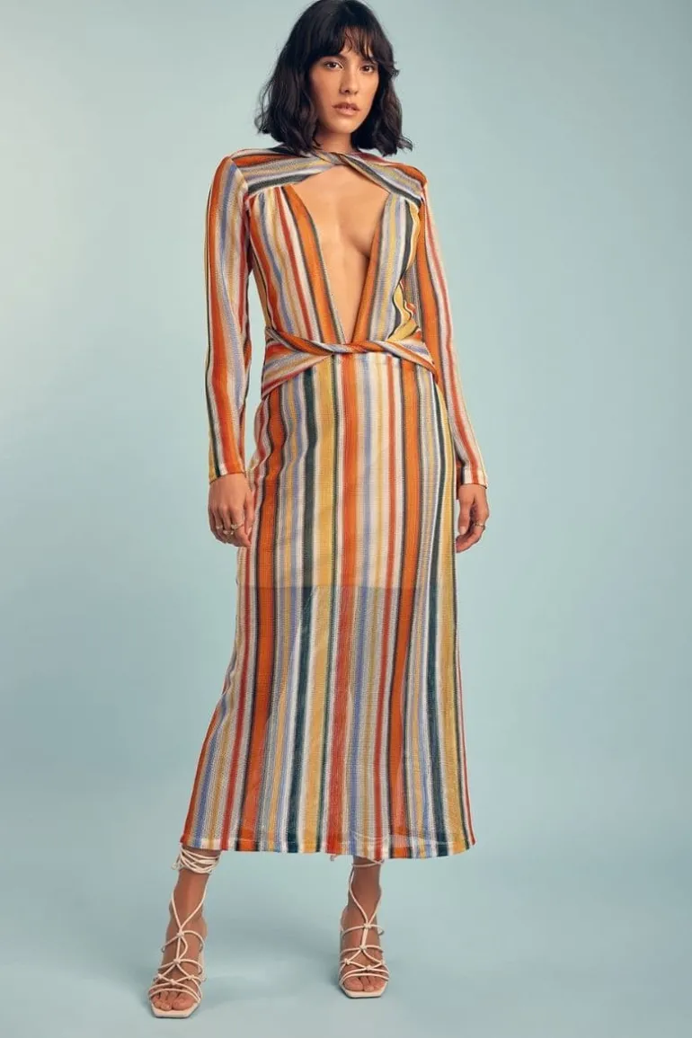 Dresses | Midi Dresses<CULT MIA SERENA CUTOUT STRIPED DRESS Print