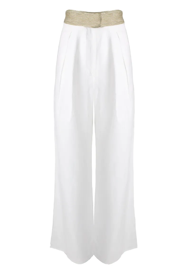 Pants<CULT MIA SERENO WHITE AND BEIGE PANTS White/Natural