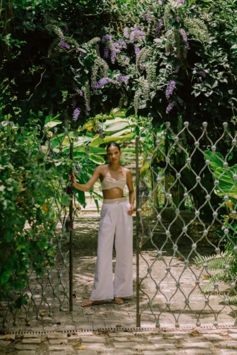 Pants<CULT MIA SERENO WHITE AND BEIGE PANTS White/Natural