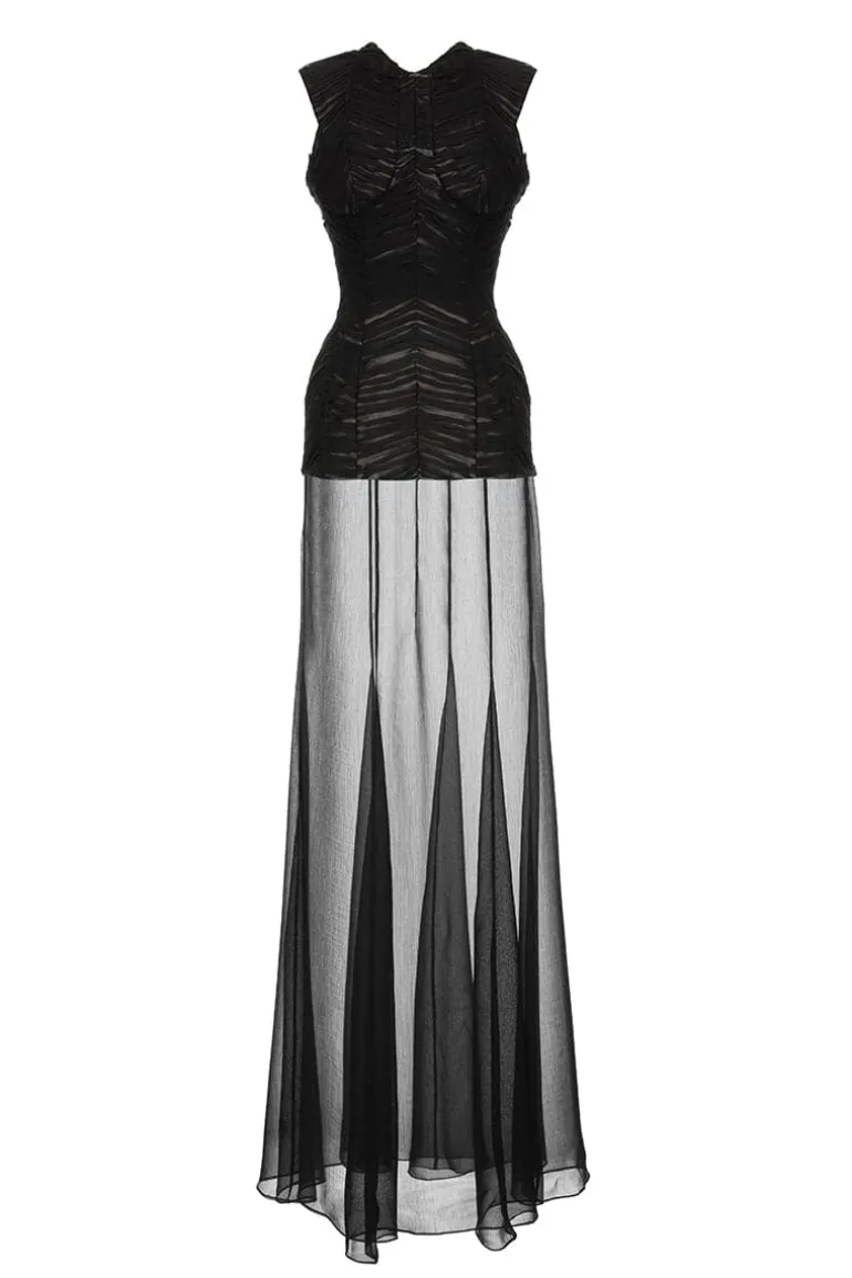Dresses | Mini Dresses<CULT MIA SHEER LAYERED MAXI DRESS Black