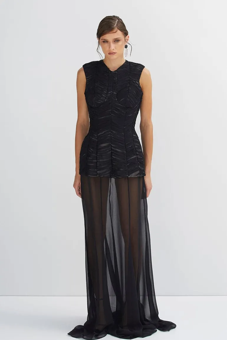 Dresses | Mini Dresses<CULT MIA SHEER LAYERED MAXI DRESS Black