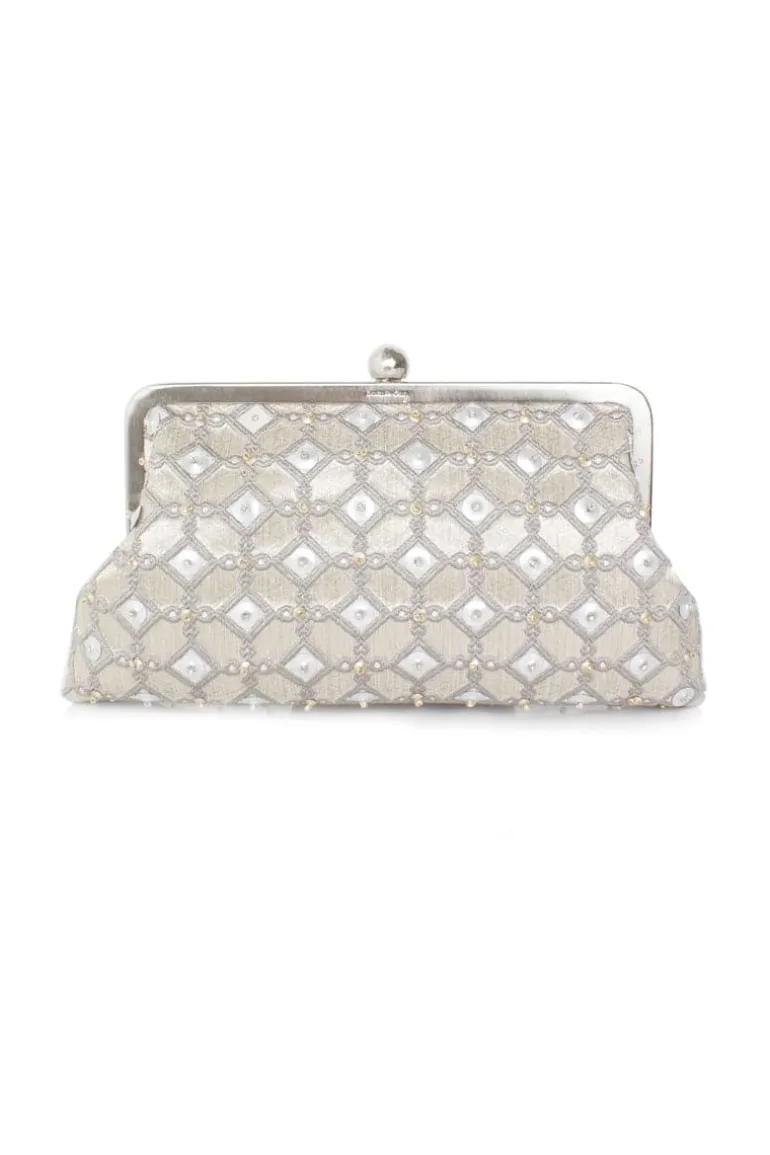 Clutch Bags<CULT MIA SHIELD EMBELLISHED CLASSIC CLUTCH Silver