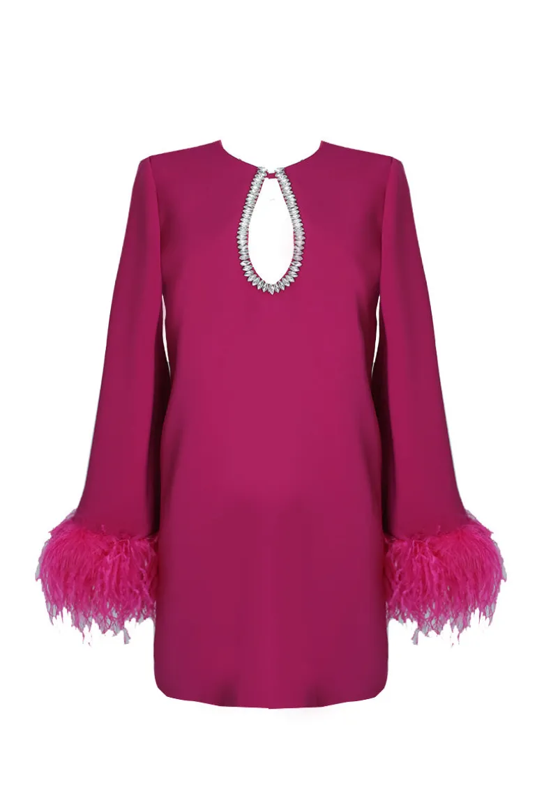 Dresses | Mini Dresses<CULT MIA SHORT DRESS WITH DAZZLING CRYSTAL IN Deep Magenta